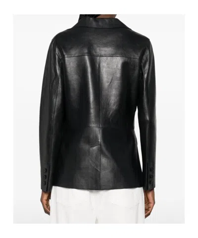 P.a.r.o.s.h Maciock Button-front Leather Jacket In Black