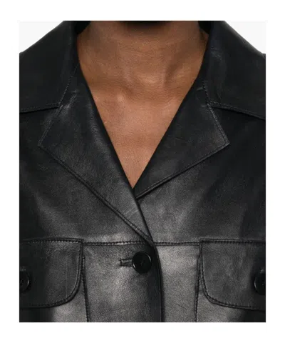 P.a.r.o.s.h Maciock Button-front Leather Jacket In Black