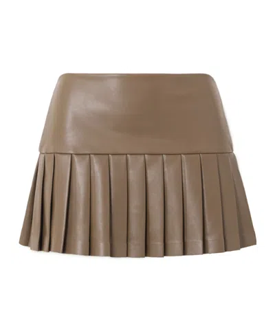 Norma Kamali Pleated Vegan Mini Skirt In Green