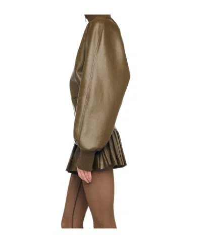 Norma Kamali Pleated Vegan Mini Skirt In Green