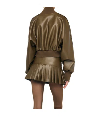Norma Kamali Pleated Vegan Mini Skirt In Green