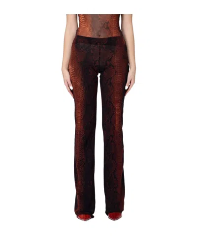 Jean Paul Gaultier Mesh Printed Python Trousers In Brown