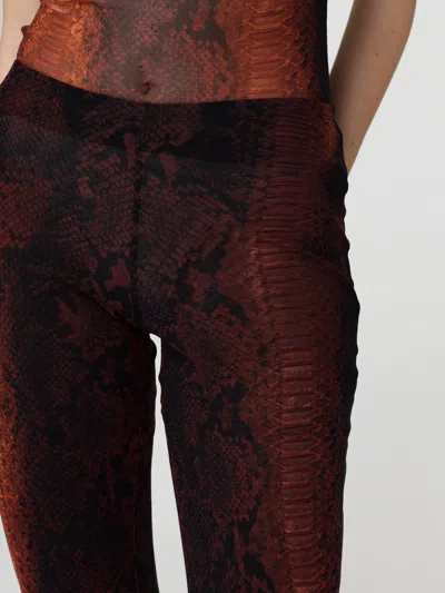Jean Paul Gaultier Mesh Printed Python Trousers In Brown
