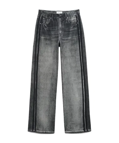 Rag & Bone Miramar Fleece Pull On Wide Leg Sweatpant Jeans In Washed Black In Black