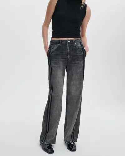 Rag & Bone Miramar Fleece Pull On Wide Leg Sweatpant Jeans In Washed Black In Black