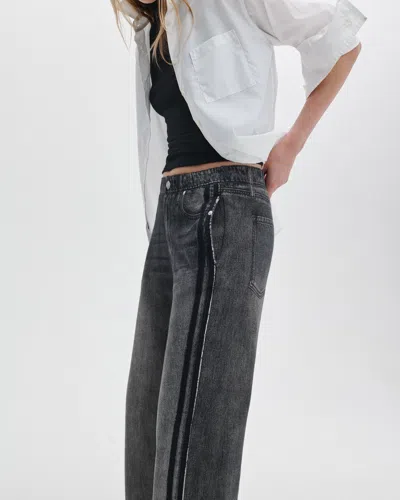 Rag & Bone Miramar Fleece Pull On Wide Leg Sweatpant Jeans In Washed Black In Black
