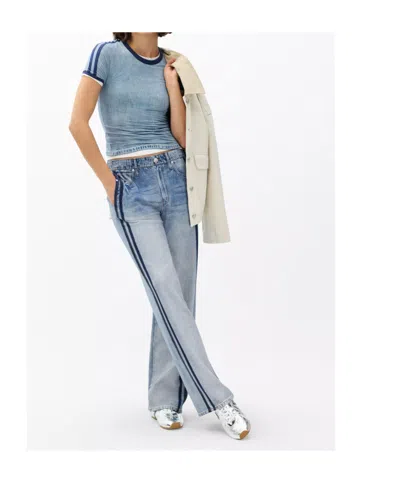 Rag & Bone Rb Miramar Wide Leg Track Jeans In Blue