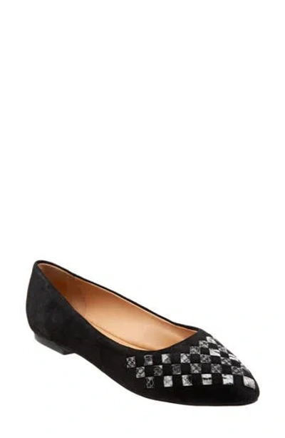 Trotters Wide Width Estee Flat In Black