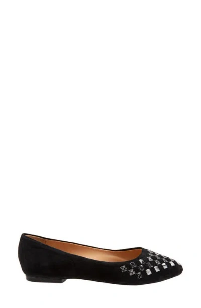 Trotters Wide Width Estee Flat In Black