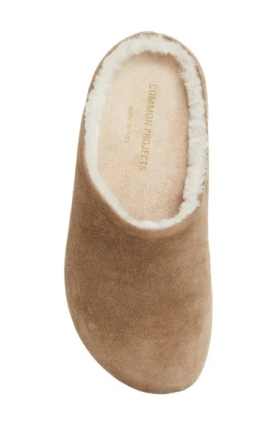 Common Projects Suede & Genuine Shearling Clog In Multi