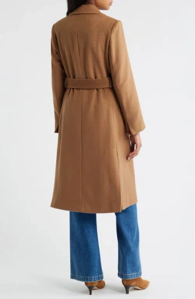 Sam Edelman Longline Wrap Coat In Brown