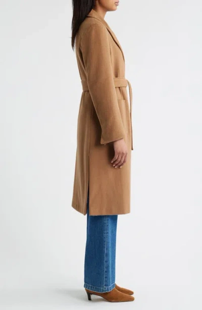 Sam Edelman Longline Wrap Coat In Brown