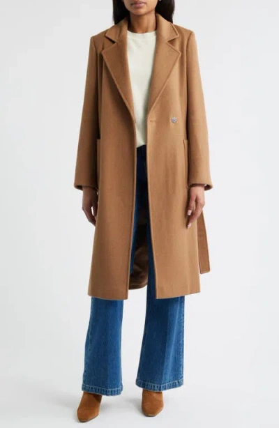Sam Edelman Longline Wrap Coat In Brown