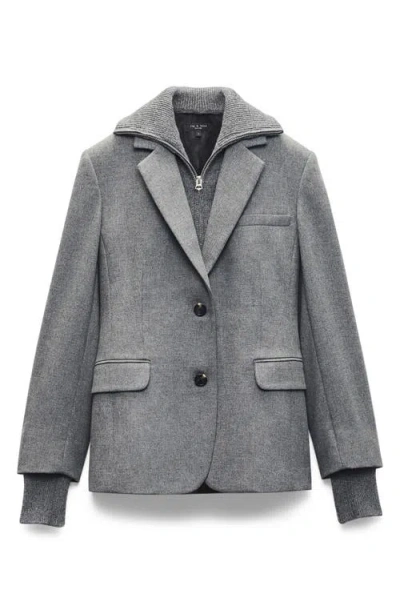 Rag & Bone Frank Wool Blazer With Removable Sweater In Gray