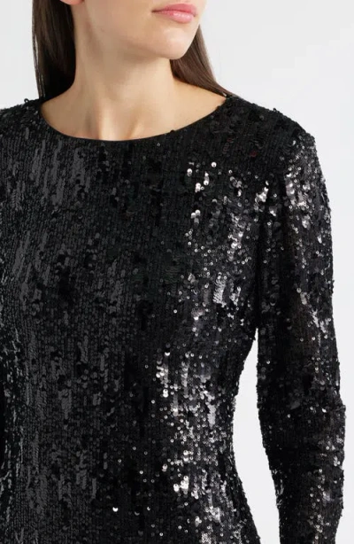 Sam Edelman Sequin Long Sleeve Shift Minidress In Black
