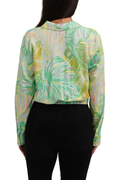 Sunny Leigh Long Sleeve Tie Front Button-up Shirt In Multi