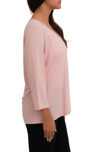 Sunny Leigh Solid V-neck Top In Pink
