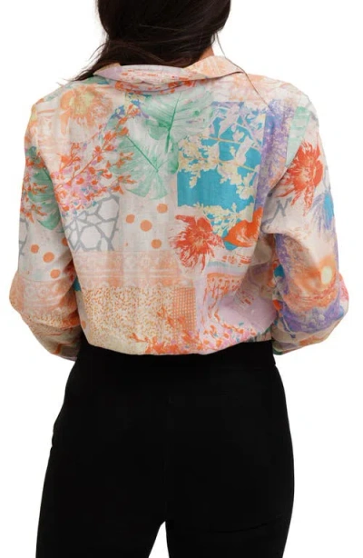 Sunny Leigh Long Sleeve Tie Front Button-up Shirt In Multi