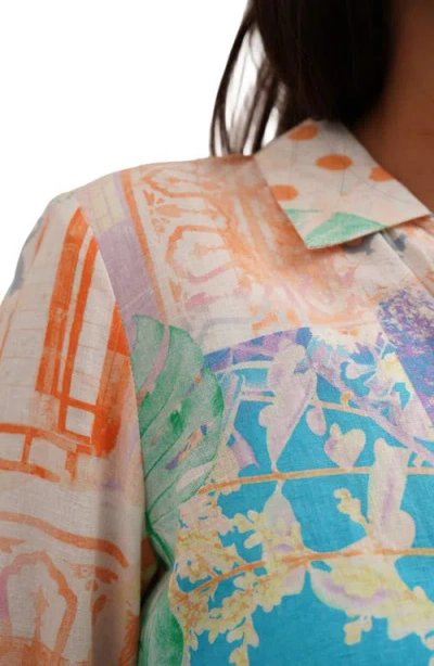 Sunny Leigh Long Sleeve Tie Front Button-up Shirt In Multi