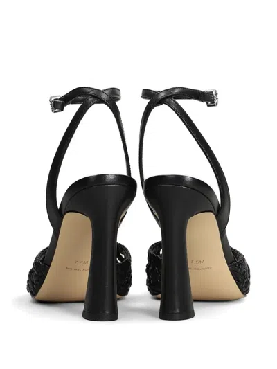 Michael Kors Rosie Woven Ankle-strap Heeled Sandals In Black