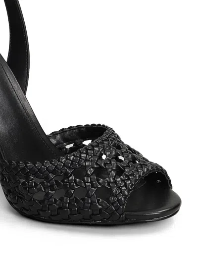 Michael Kors Rosie Woven Ankle-strap Heeled Sandals In Black