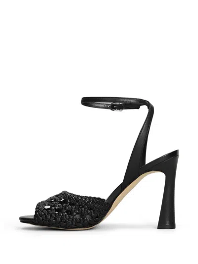 Michael Kors Rosie Woven Ankle-strap Heeled Sandals In Black