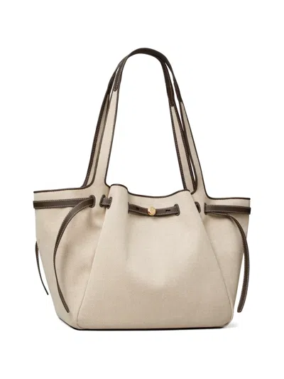 Tory Burch Romy Canvas Tote Shoulder Carryall Bag In Neutral