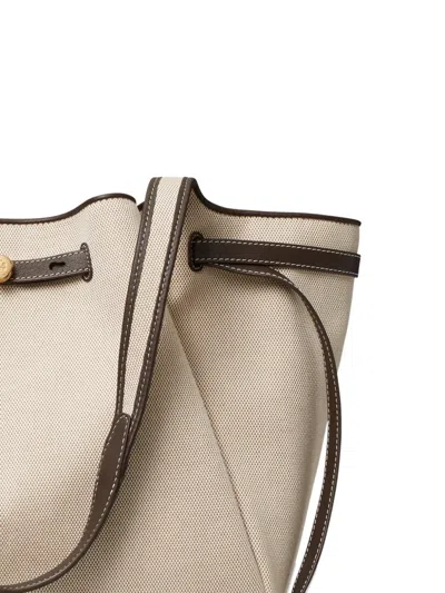 Tory Burch Romy Canvas Tote Shoulder Carryall Bag In Neutral