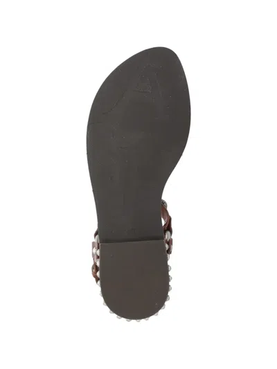 Ash Podium Leather Ankle Strap Studded Sandals In Multi