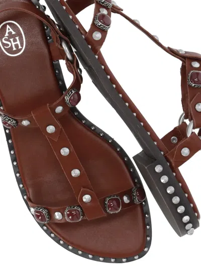 Ash Podium Leather Ankle Strap Studded Sandals In Multi