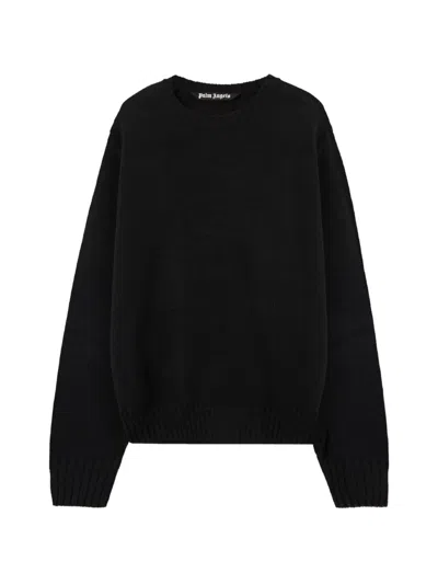 Palm Angels Back Curved Logo Sweater In Black