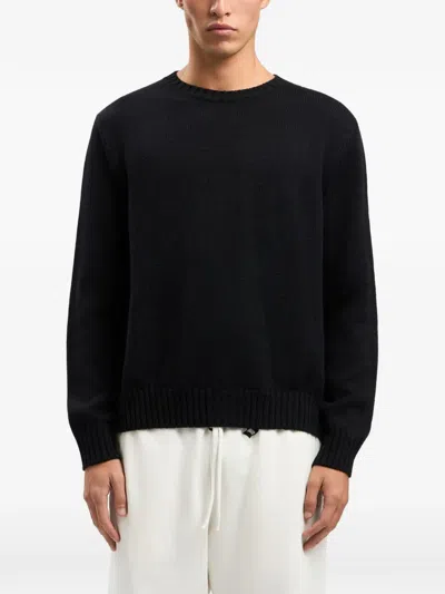Palm Angels Back Curved Logo Sweater In Black