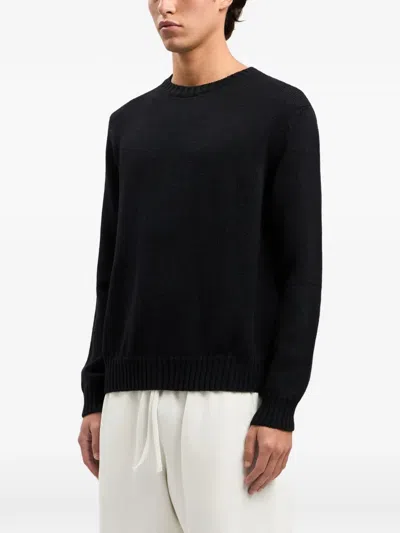 Palm Angels Back Curved Logo Sweater In Black