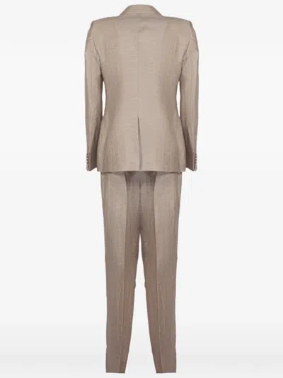 Tagliatore Double-breasted Buttoned Suit In Neutral