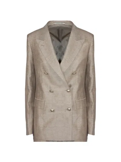 Tagliatore Double-breasted Buttoned Suit In Neutral