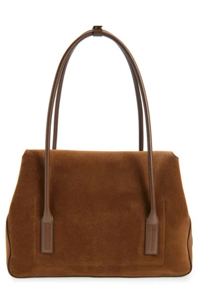 Tom Ford Medium Eclipse Suede Shoulder Bag In Brown