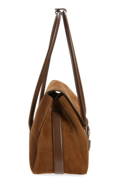 Tom Ford Medium Eclipse Suede Shoulder Bag In Brown