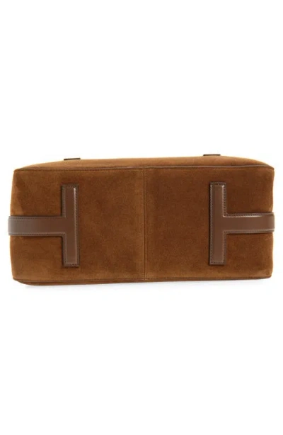 Tom Ford Medium Eclipse Suede Shoulder Bag In Brown