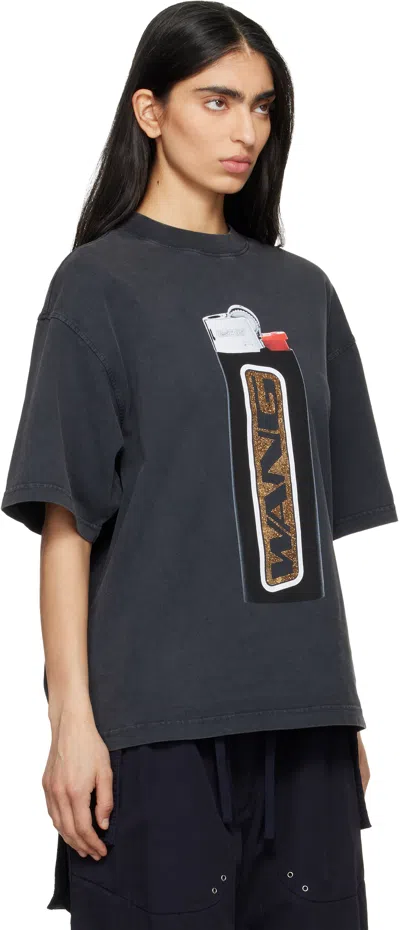 Alexander Wang Black Oversized Graphic T-shirt In Black
