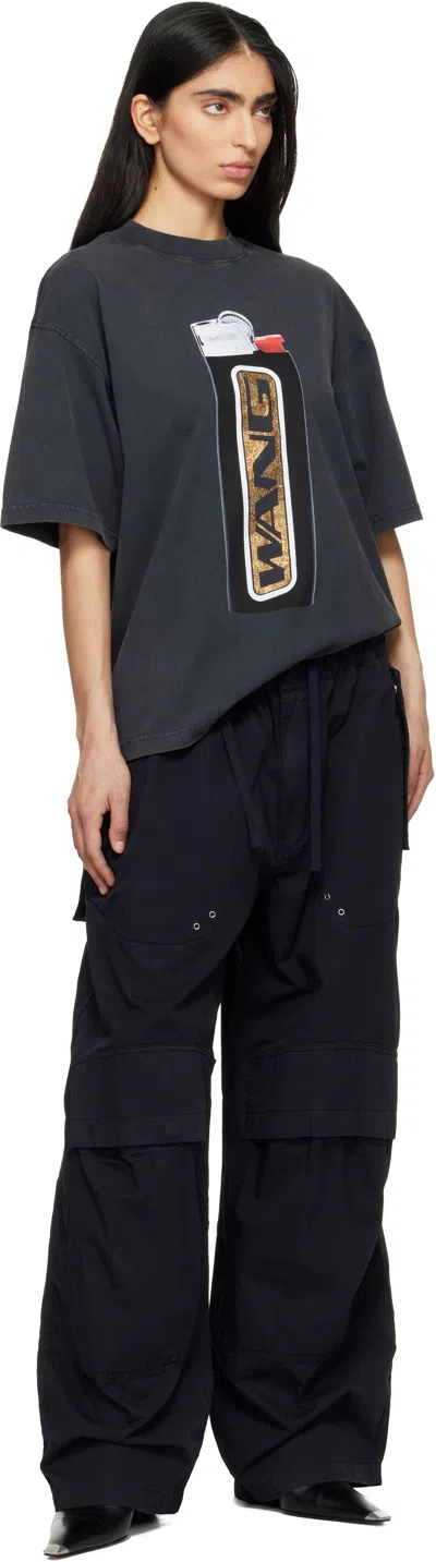 Alexander Wang Black Oversized Graphic T-shirt In Black