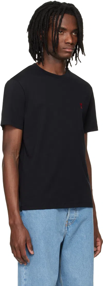 Ami Alexandre Mattiussi Ami Paris Men Black T-shirt With Ami De Coeur Embroidery On The Front In Cotton Man
