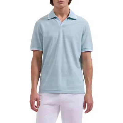 Bugatchi Textured Stripe Johnny Collar Polo In Blue