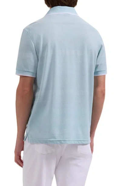 Bugatchi Textured Stripe Johnny Collar Polo In Blue