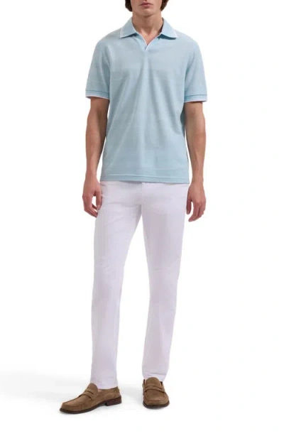 Bugatchi Textured Stripe Johnny Collar Polo In Blue