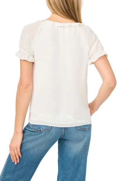 Cece Ruffle Puff Sleeve Top In White
