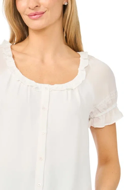 Cece Ruffle Puff Sleeve Top In White
