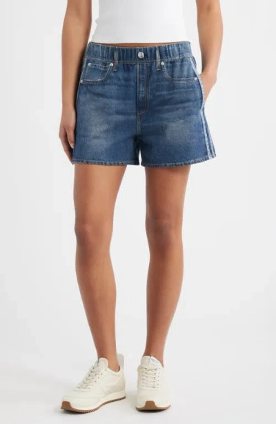 Rag & Bone Miramar Walking Cotton Terry Sweatpant Jean Shorts In Blue