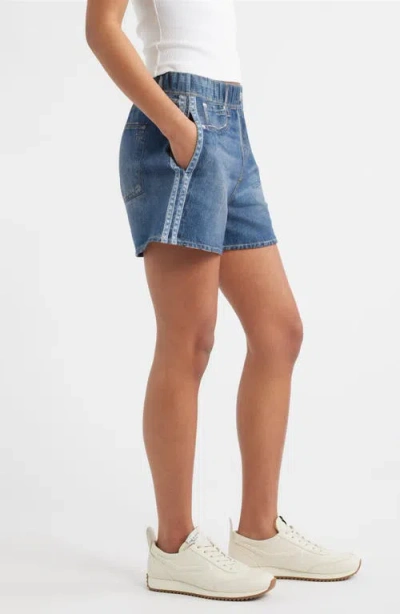 Rag & Bone Miramar Walking Cotton Terry Sweatpant Jean Shorts In Blue
