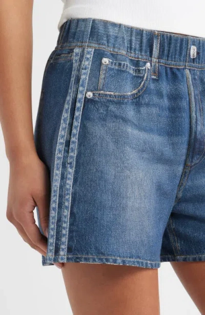 Rag & Bone Miramar Walking Cotton Terry Sweatpant Jean Shorts In Blue