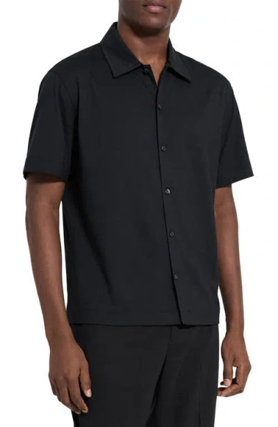 Theory Regal Merino Relaxed Button Down In Brown